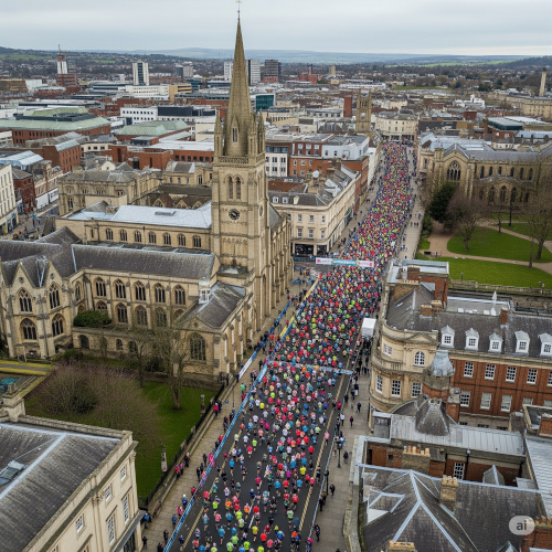 Aerial view of a marathon